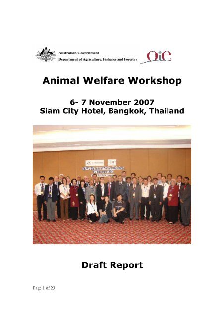 d- Animal Welfare Workshop - Middle East - OIE