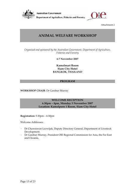 d- Animal Welfare Workshop - Middle East - OIE