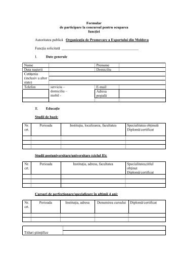 Formular de participare la concursul pentru ocuparea ... - miepo