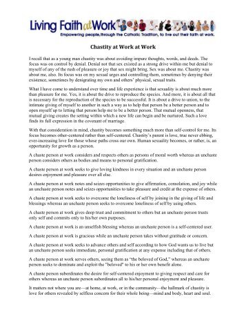 Chastity at Work at Work - Living Faith at Work