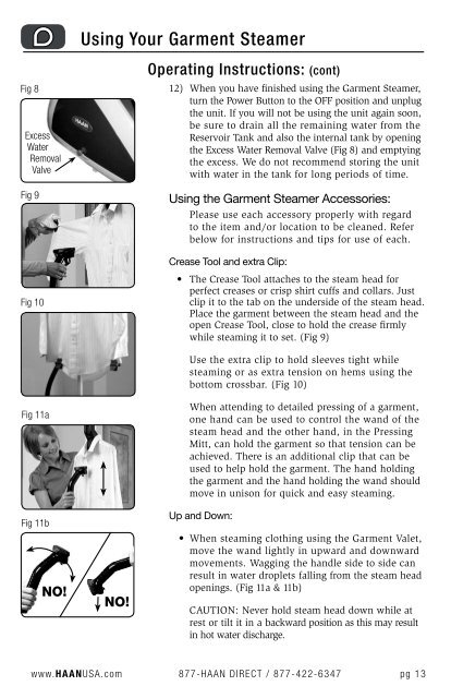 gs30 - HAAN Professional Garment Steamer User Manual