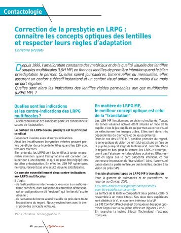 Correction de la presbytie en LRPG : connaÃ®tre les ... - Contacto.fr