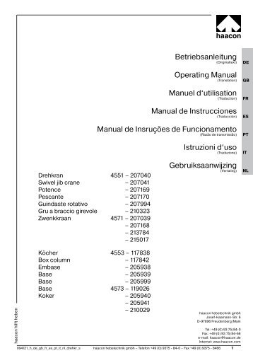 Betriebsanleitung Operating Manual Manuel d ... - Haacon.de