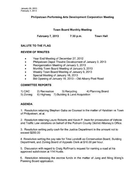 Philipstown Performing Arts Development Corporation Meeting ...