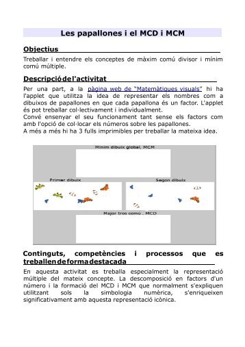 Les papallones i el MCD i MCM Objectius - Xtec