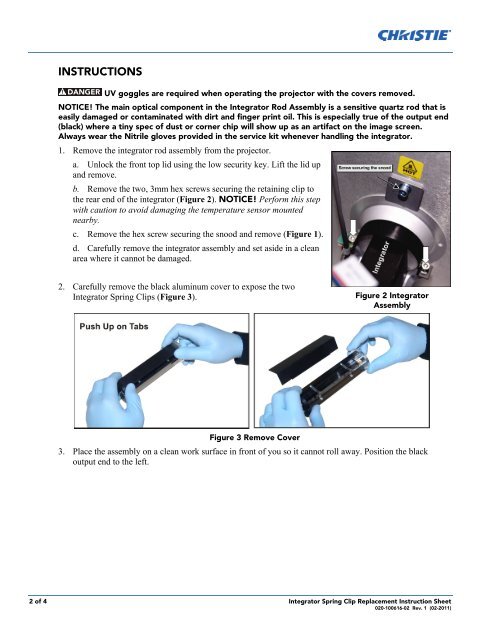 Integrator Spring Clip Replacement Instruction Sheet - Christie