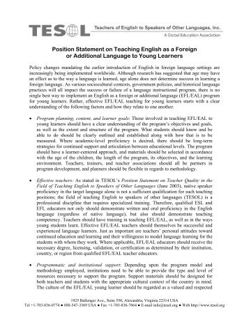 Position Statement on Teaching English as a Foreign or ... - TESOL