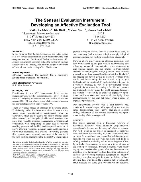 Developing an Affective Evaluation Tool - Katherine Isbister