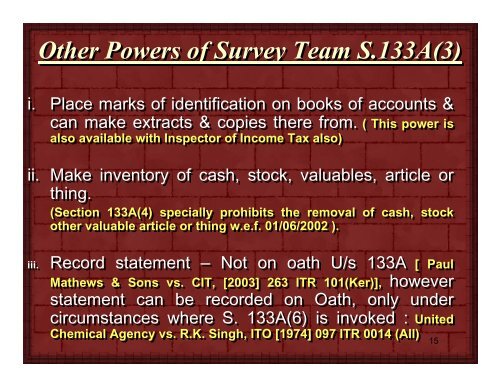 Survey, Search & Seizure Income Tax Act, 1961