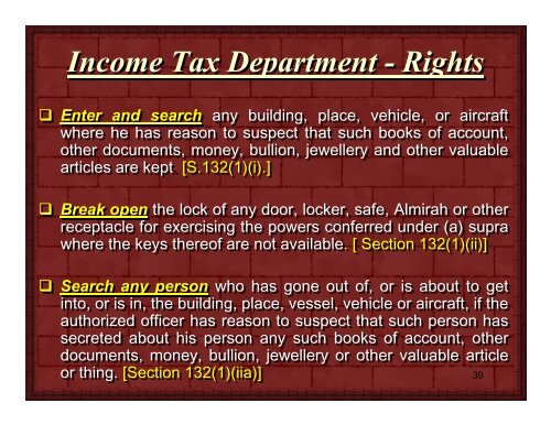 Survey, Search & Seizure Income Tax Act, 1961