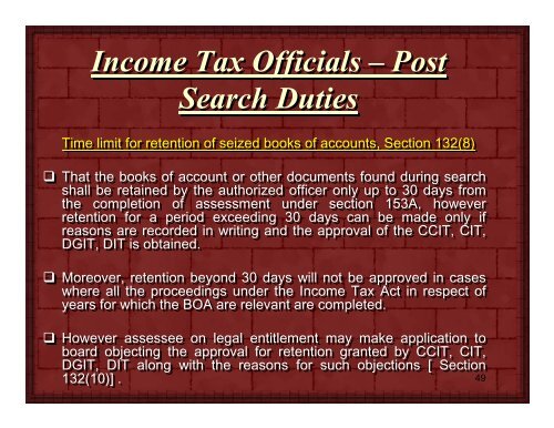 Survey, Search & Seizure Income Tax Act, 1961