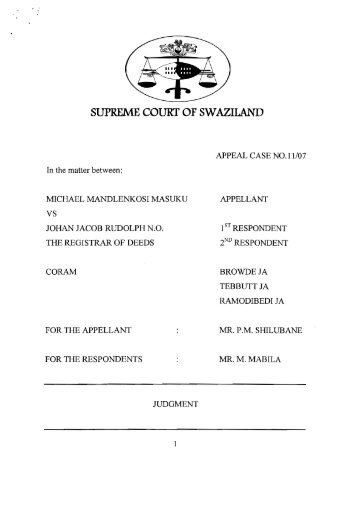 SUPREME COURT OF SWAZILAND - SwaziLII