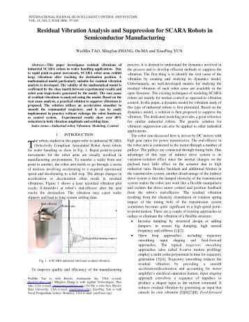 Residual Vibration Analysis and Suppression for SCARA Robots in ...