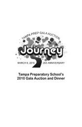 Tampa Preparatory School's 2010 Gala Auction and Dinner