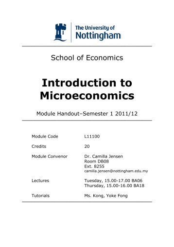 L11100 Introduction to Microeconomics