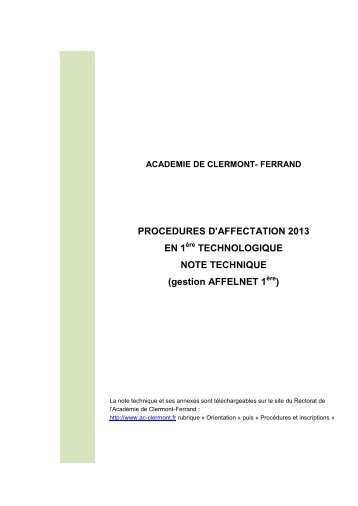 procedures d'affectation 2012 - AcadÃ©mie de Clermont-Ferrand