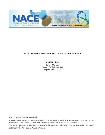 Well Casing Corrosion and Cathodic Protection - NACE Calgary