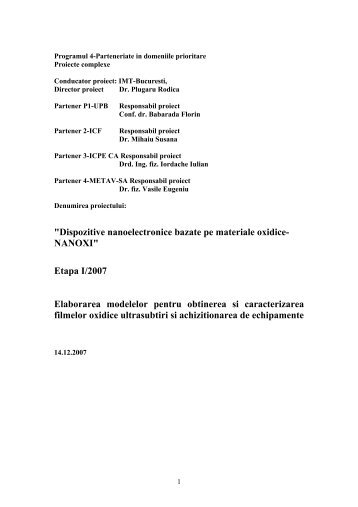 "Dispozitive nanoelectronice bazate pe materiale oxidice ... - IMT