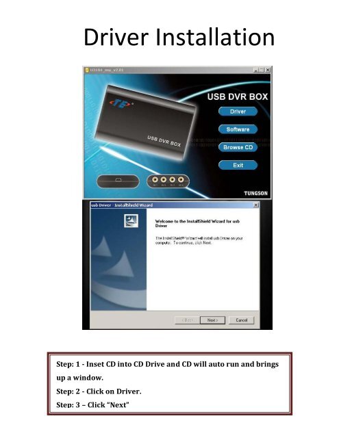 Installation Guide For USB DVR BOX
