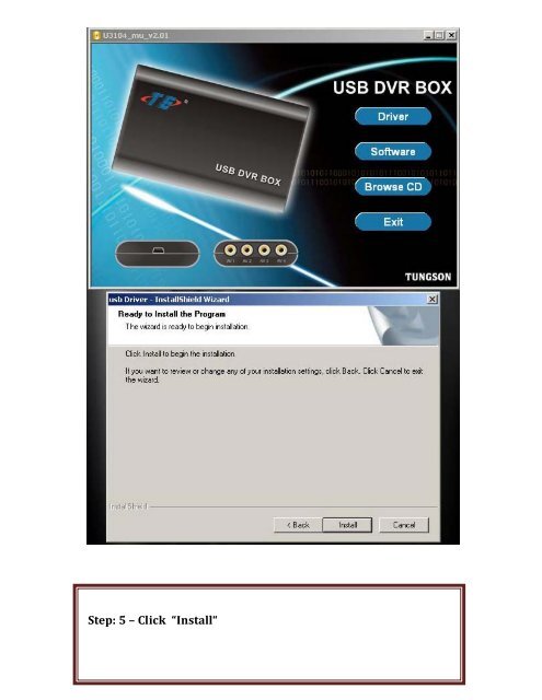 Installation Guide For USB DVR BOX