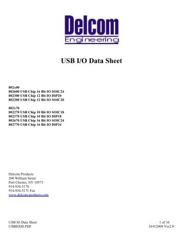 USB I/O Data Sheet - Delcom Products Inc.