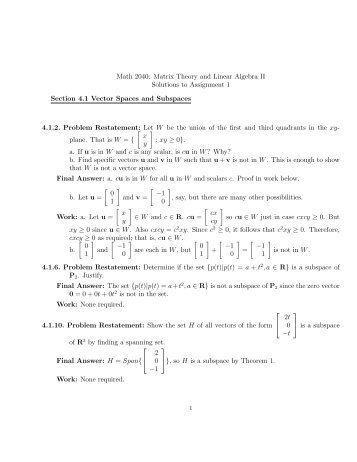 Matrix Theory and Linear Algebra II Solutions to Assignment 1 ...