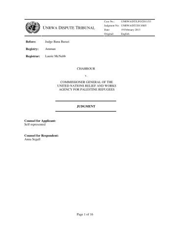 UNRWA DISPUTE TRIBUNAL