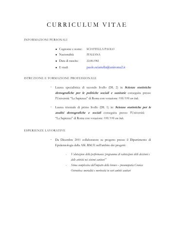 curriculum vitae - Presentazione Rapporto SanitÃ 