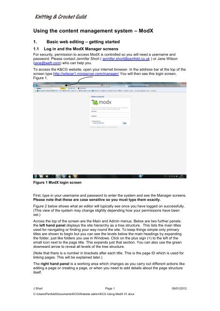 Basic web editing - using the content management system ModX