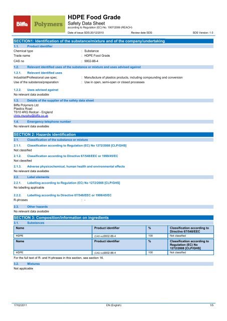 HDPE Food Grade - Biffa