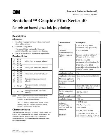 Scotchcalâ¢ Graphic Film Series 40 for solvent based piezo ... - Sericol