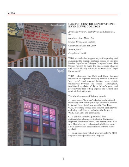 Bryn Mawr College Campus Center Renovation Denise Scott Brown