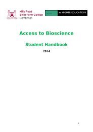 Course Handbook - Hills Road Sixth Form College
