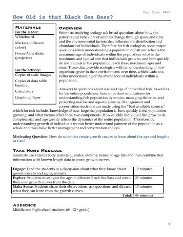 How Old is that Black Sea Bass? Lesson Plan Middle ... - cosee now