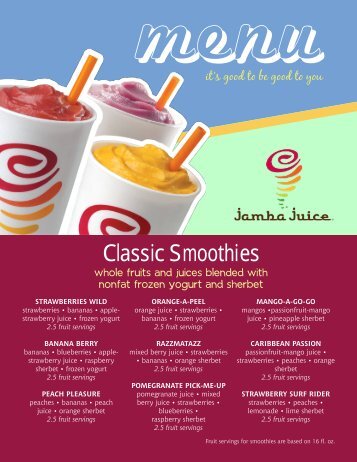 Classic Smoothies - DineOnCampus.com