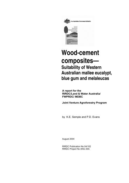 Wood Cement Composites – Suitability of Western Australian mallee ...