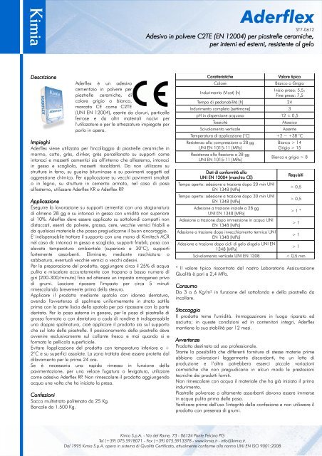 Scarica la scheda tecnica in formato pdf - Kimia SpA