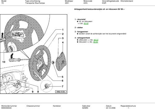 PDF over airbag verwijderen van stuur na 1998