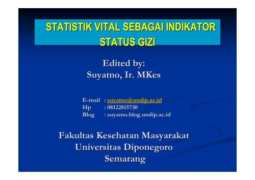 PSG Statistik Vital - Suyatno, Ir., MKes - Undip