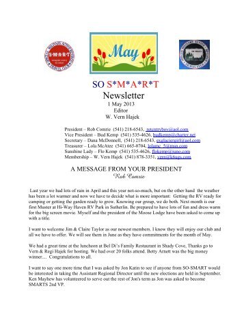 SO S*M*A*R*T Newsletter - Special Military Active Retired Travel Club
