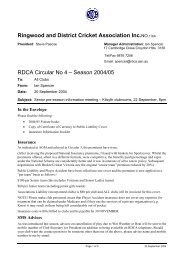 Ringwood and District Cricket Association Inc - rdca.com