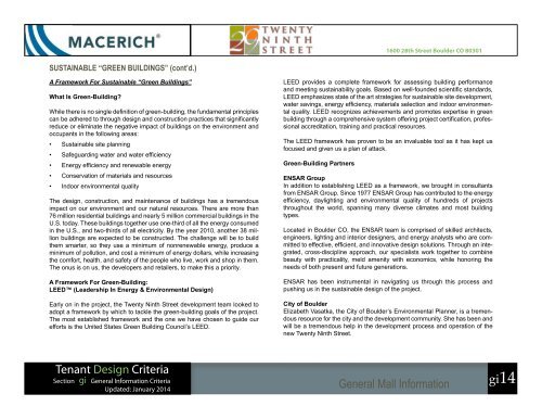 Twenty Ninth Street General Information Criteria - Macerich