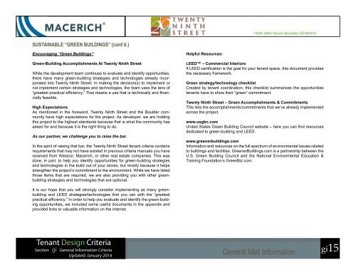 Twenty Ninth Street General Information Criteria - Macerich