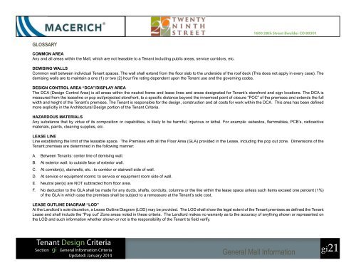 Twenty Ninth Street General Information Criteria - Macerich