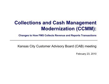 Collections and Cash Management Modernization (CCMM):