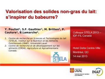 Valorisation des solides non-gras du lait - Centre canadien d ...