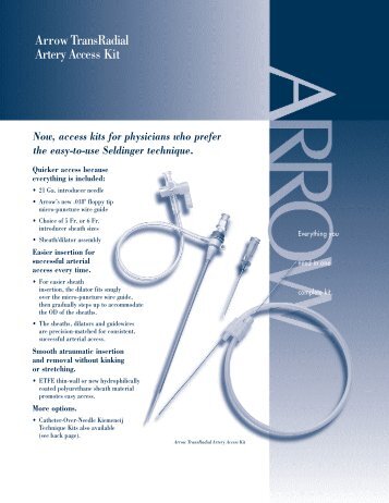 Arrow TransRadial Artery Access Kit - Mayo Healthcare