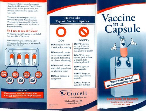 Vaccine in a Capsule: User's Guide for Travelers