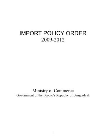 Import Policy of Bangladesh