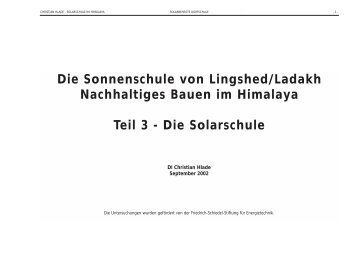 Die Solarschule - Friends of Lingshed